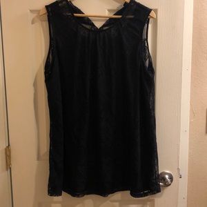 Sleeveless black lace top
